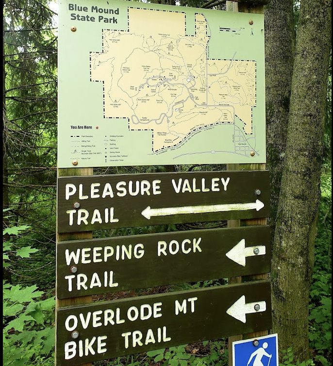 trail sign at Blue Mound Park